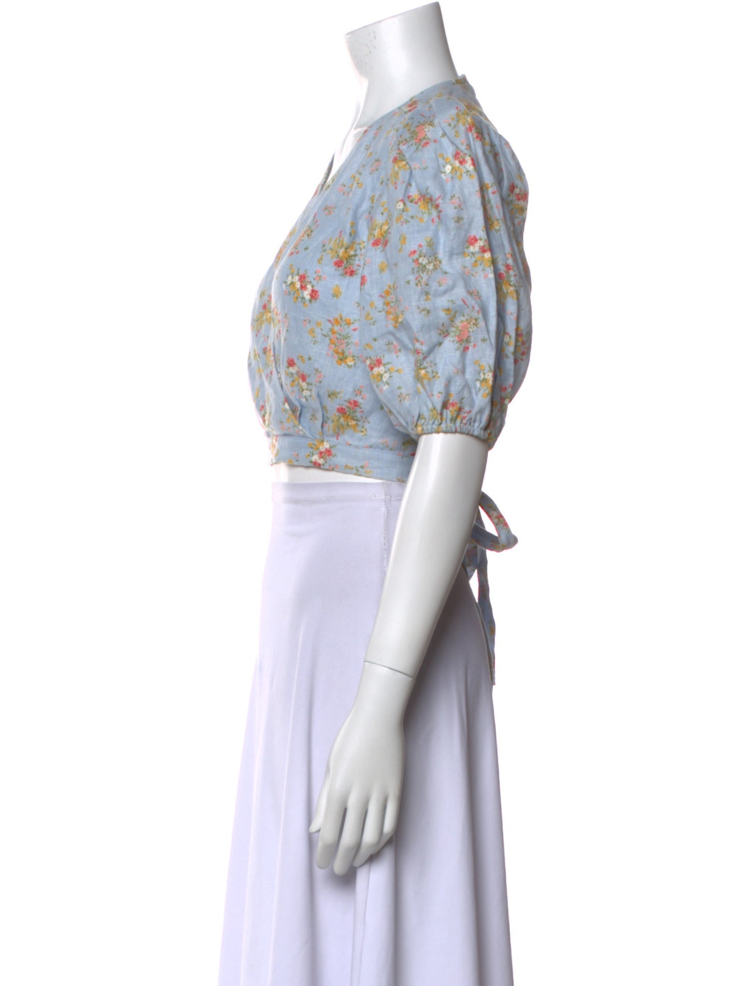 Reformation Linen Floral Print Crop Top